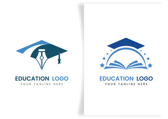 education and graduation book, cap icon logo template design concept