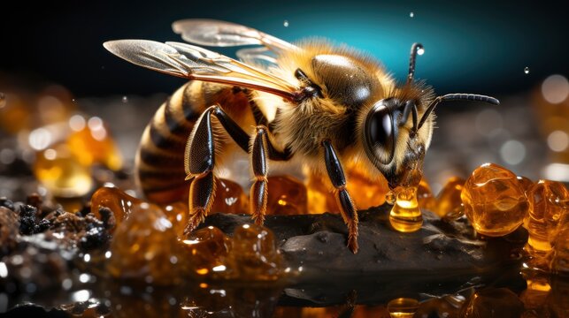 Pollinating Bee Posed On Flower, HD, Background Wallpaper, Desktop Wallpaper