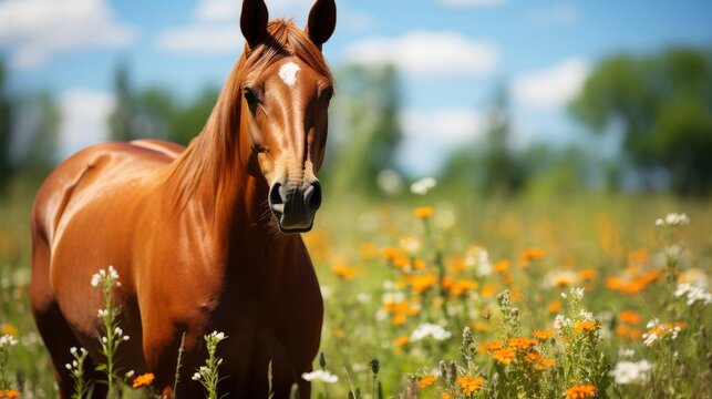 Portrait Adult Horse Summer Field, HD, Background Wallpaper, Desktop Wallpaper