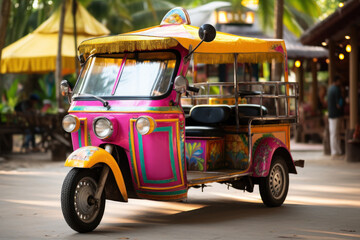 Bright tuk-tuk taxi in Asia