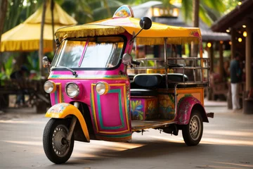 Gordijnen Bright tuk-tuk taxi in Asia © Slepitssskaya