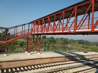 Metallic footover bridge at railway station