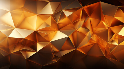 Obraz premium Abstract geometric gold color background, polygon, low poly pattern. 3d illustration.