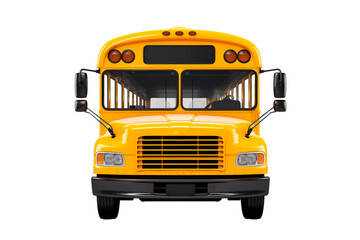 Yellow classic school bus isolated on transparent background. Png file