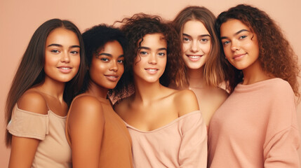 Obraz premium Portrait of beauty female models with smooth skin