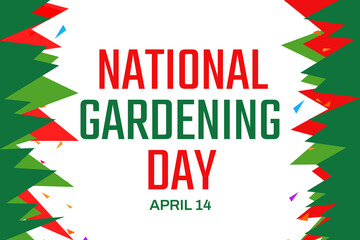 National Gardening Day wallpaper with different color shapes design and typography. Modern gardening day on the white