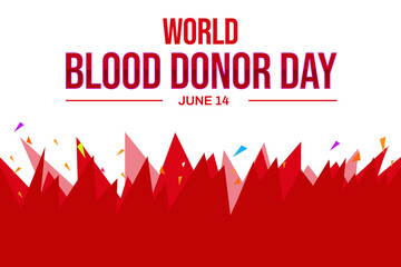 World Blood Donor Day wallpaper design in red color with different color shapes design