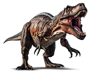 Poster t-rex dinosaur with open mouth isolated on white background © Rangga Bimantara