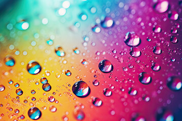 water drops on a rainbow background