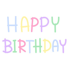 Happy birthday letters with various colors