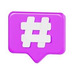 Obraz premium 3d hashtag, marketing and seo 3d icon set, high quality render, transparent background