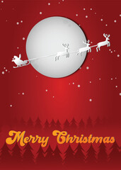 Merry christmas objects with snowflakes on red background. Christmas postcard vector.
