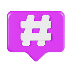 Obraz premium 3d hashtag, marketing and seo 3d icon set, high quality render, transparent background