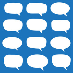 Set of hand drawn speech bubbles. Speak bubble text, cartoon chatting box, message box. Blank empty white speech bubbles.
