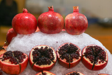 Closeup of Pomegranate to make juice in Ho Chi Minh city, Vietnam