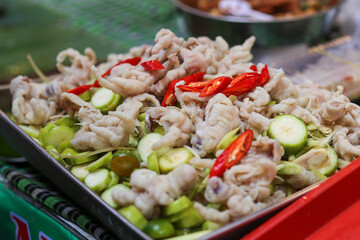 Closeup of boneless chicken feet with spicy Thai in Vietnam