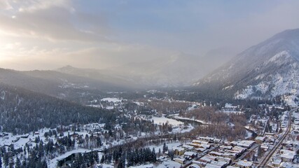 Leavenworth, Washington at sunrise in December