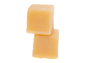 large cubes of cheese isolated