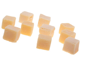 large cubes of cheese isolated