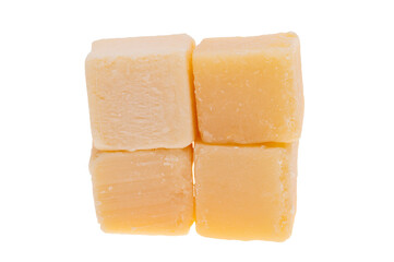 large cubes of cheese isolated