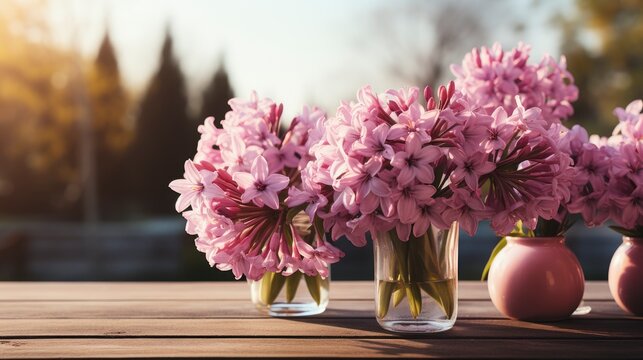 Pink Hyacinths Daisies Cultivated On Balcony, HD, Background Wallpaper, Desktop Wallpaper