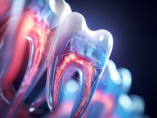 Futuristic teeth with anatomy detailed view. Generative AI. - obrazy, fototapety, plakaty