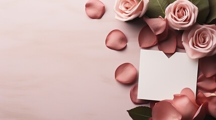 Valentine's Day background. Frame made of pink fresh flowers