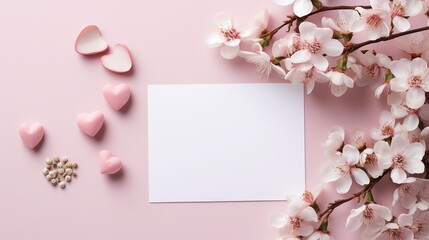 Fototapeta na wymiar Valentine's Day background. Frame made of pink fresh flowers
