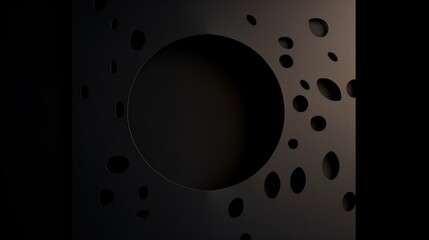 Circle Shape Paper Hole Against Black Paper Background.