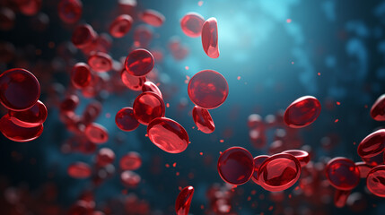 close up of blood cells, leukocytes, erythrocytes bloodstream - obrazy, fototapety, plakaty