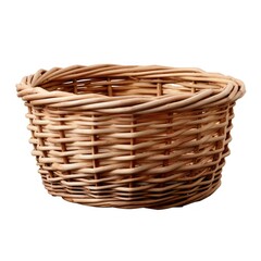Obraz premium Round Woven Wicker Basket Isolated on White Background