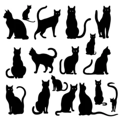 Foto op Aluminium Set of vector isolated silhouettes of cats for your design © Екатерина Переславце