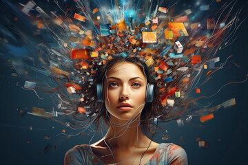 overwhelming data explode from head