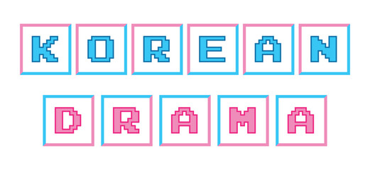 The inscription korean drama from the keyboard buttons in the y2k style. Vector illustration