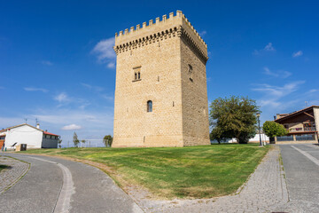 Olcoz Palace Tower, medieval construction of Cultural Interest, Olcoz, Valdizarbe valley, Navarra,...