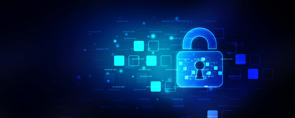 2d illustration Safety concept: Closed Padlock on digital background
