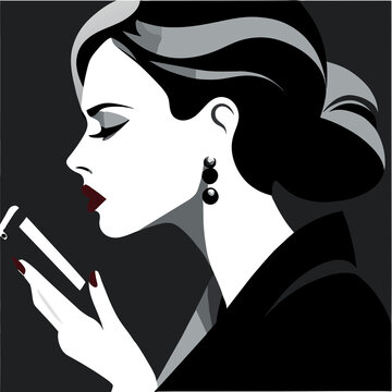 vintage woman with smartphone