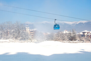 Bansko, Bulgaria ski resort slope, gondola cabin