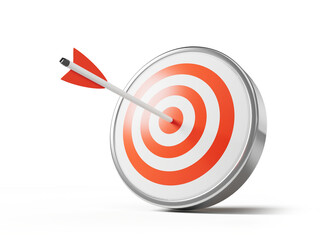 Target board with arrow hit on center of target - Success business concept - 3d icon