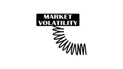 Market volatility symbol, inscription on a bent spring