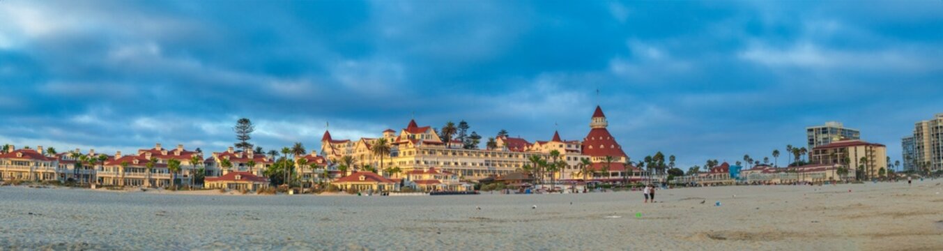 The Coronado is a famous attraction in Coronado Beach, San Diego. Panoramic view