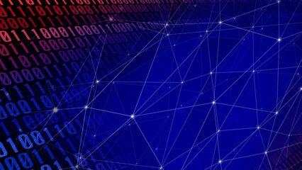 Ai background connected binary lines in abstract technology backdrop, exploring concept of binary code and machine learning in future of cyber security and data analysis