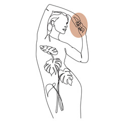 Modern Minimalist Female Vector Line Drawing.