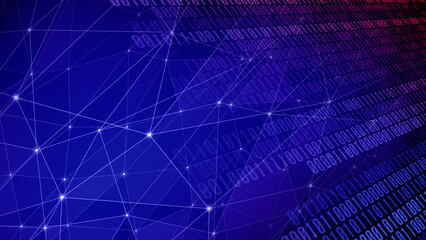 Naklejka premium Technology connected binary lines exploring abstract concept of binary code and ai background in future of cyber security and machine learning