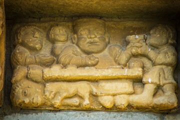 Parable of the rich Epulon and the poor Lazarus, Romanesque church of San Martin de Tours of Artaiz, Unciti valley, Artaiz, Navarra, Spain