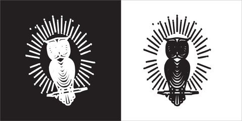 Illustration vector graphics of owl icon - obrazy, fototapety, plakaty