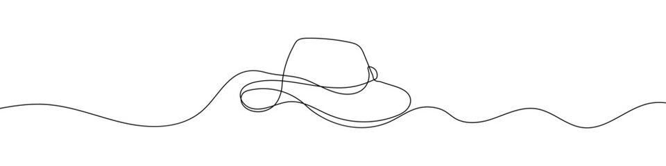 Continuous line drawing of sun hat. Sun hat continuous line icon.