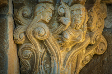 Romanesque church of San Martin de Tours of Artaiz, Janus Trifonte, Unciti valley, Artaiz, Navarra, Spain