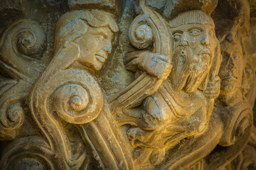 Romanesque church of San Martin de Tours of Artaiz, Janus Trifonte, Unciti valley, Artaiz, Navarra,...