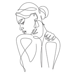 One line drawing face abstract woman. Vector.